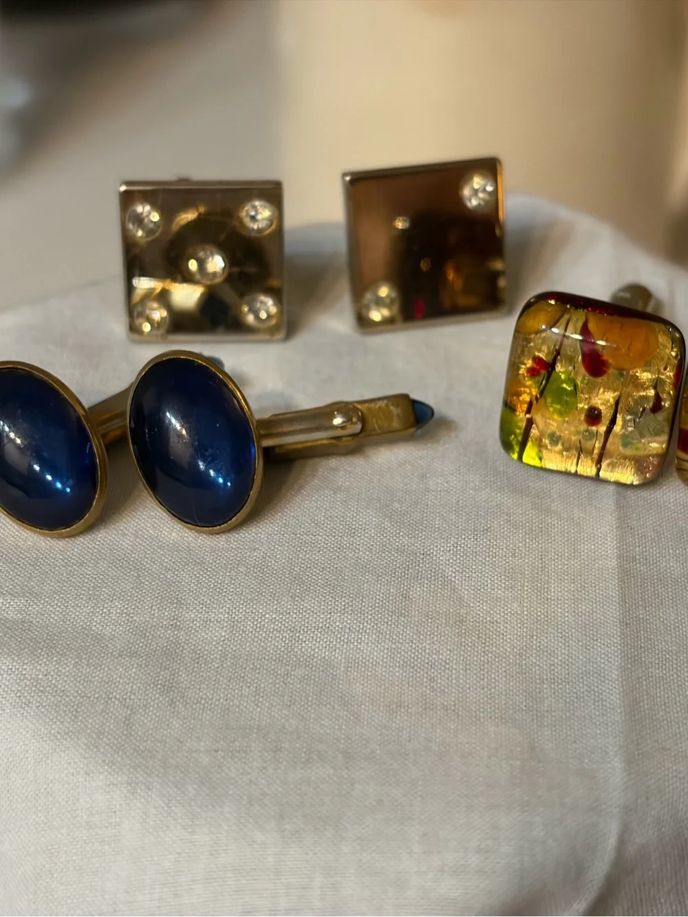 Set of three vintage cuff links